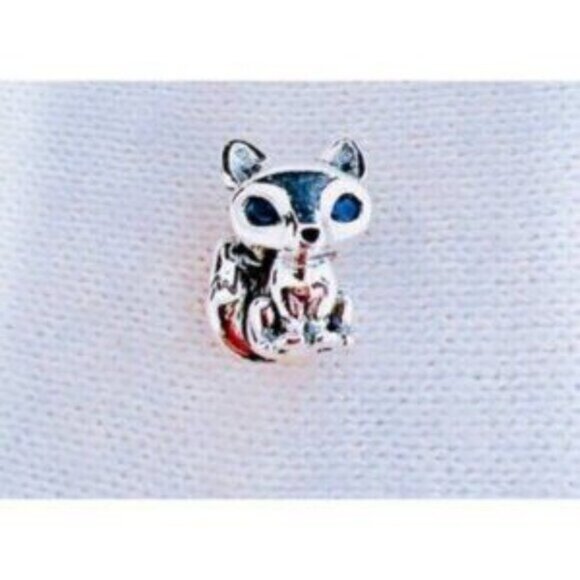 Blue-Eyed Fox Charm Charm Fit Pandora Bracelet S925 Sterling Silver - Picture 3 of 5